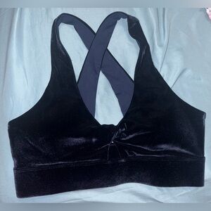 Fabletics Oasis Twist Velour Navy Blue Sports Bra Size Medium